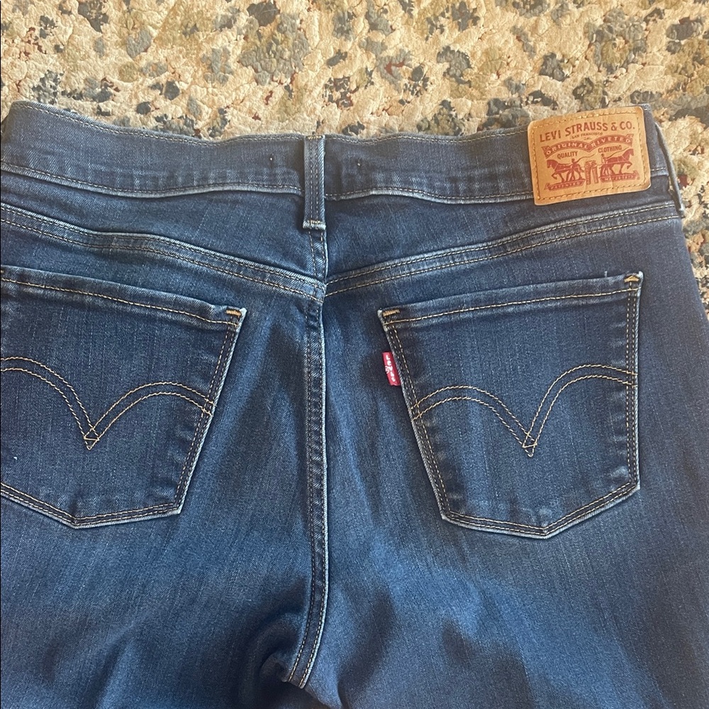 Levi's Women's 505 Straight Dark Blue Jeans - Picture 3 of 5